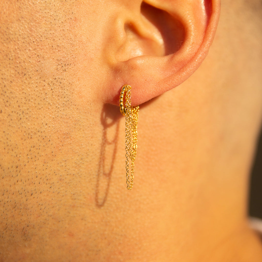 Chain Tassel Huggie Earrings