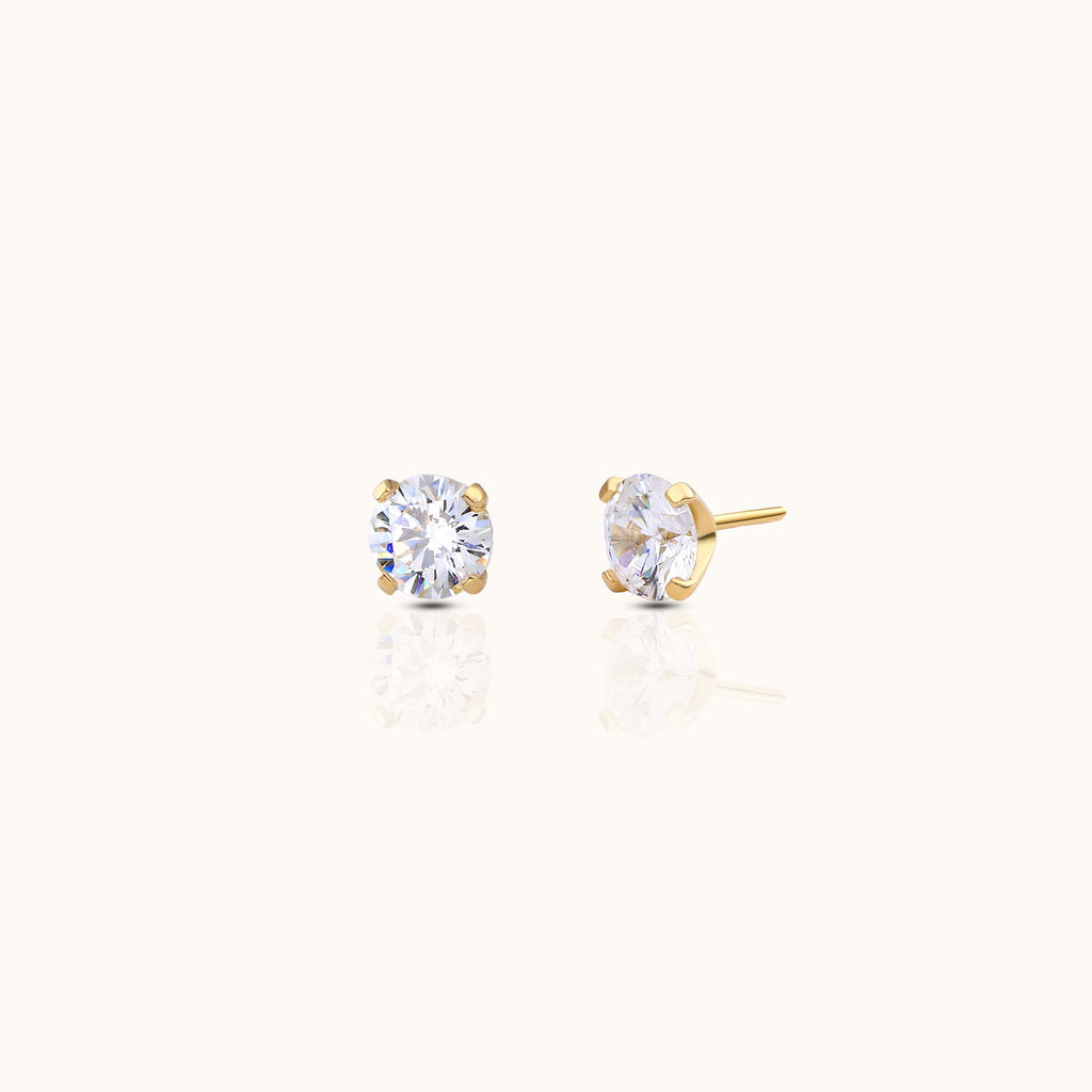 14K Solid Gold 2mm White CZ Threadless Labret Flat Back Earring
