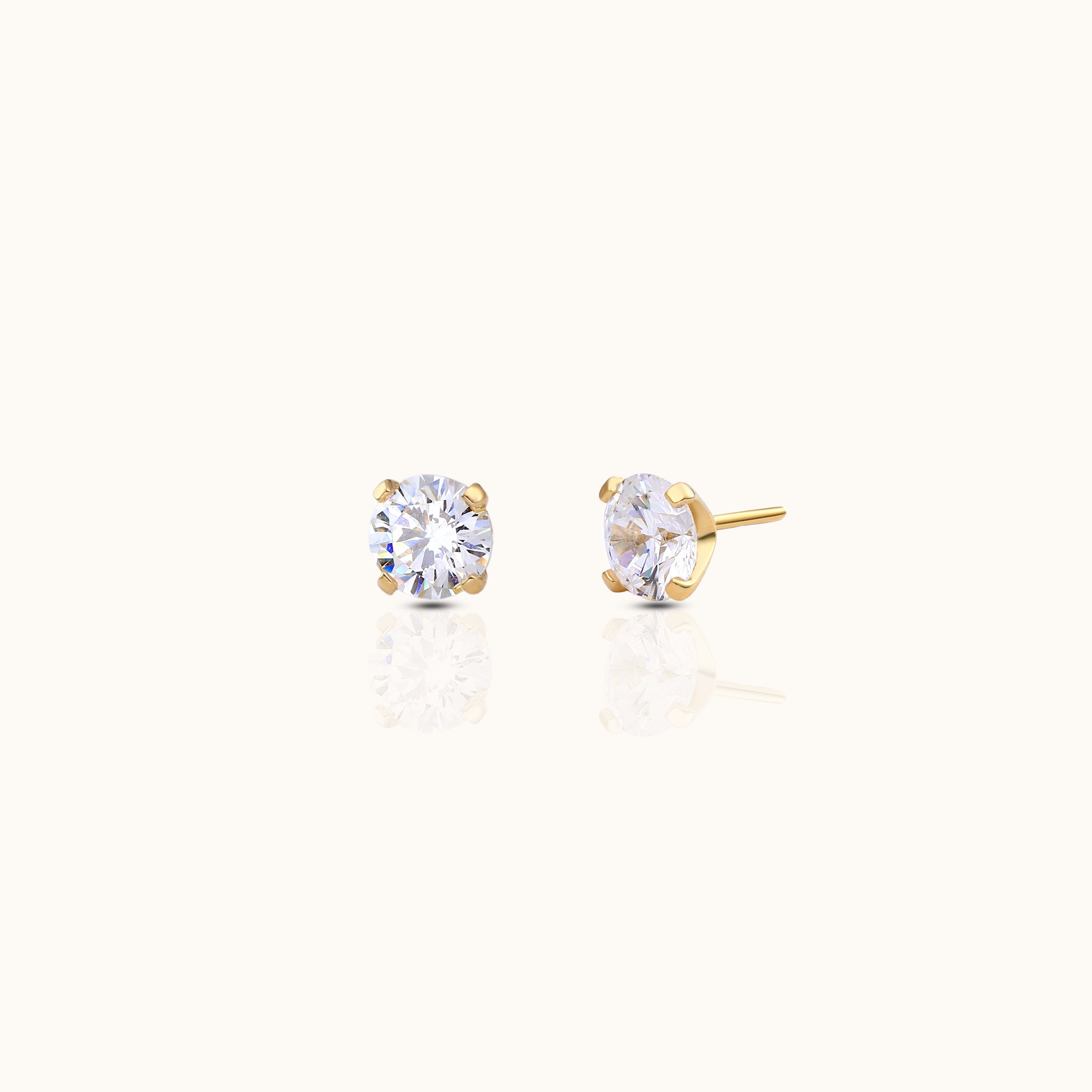 14K Solid Gold 2mm White CZ Threadless Labret Flat Back Earring