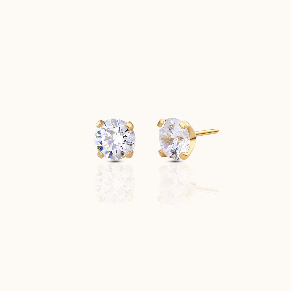 14K Solid Gold 3mm White CZ Threadless Labret Flat Back Earring