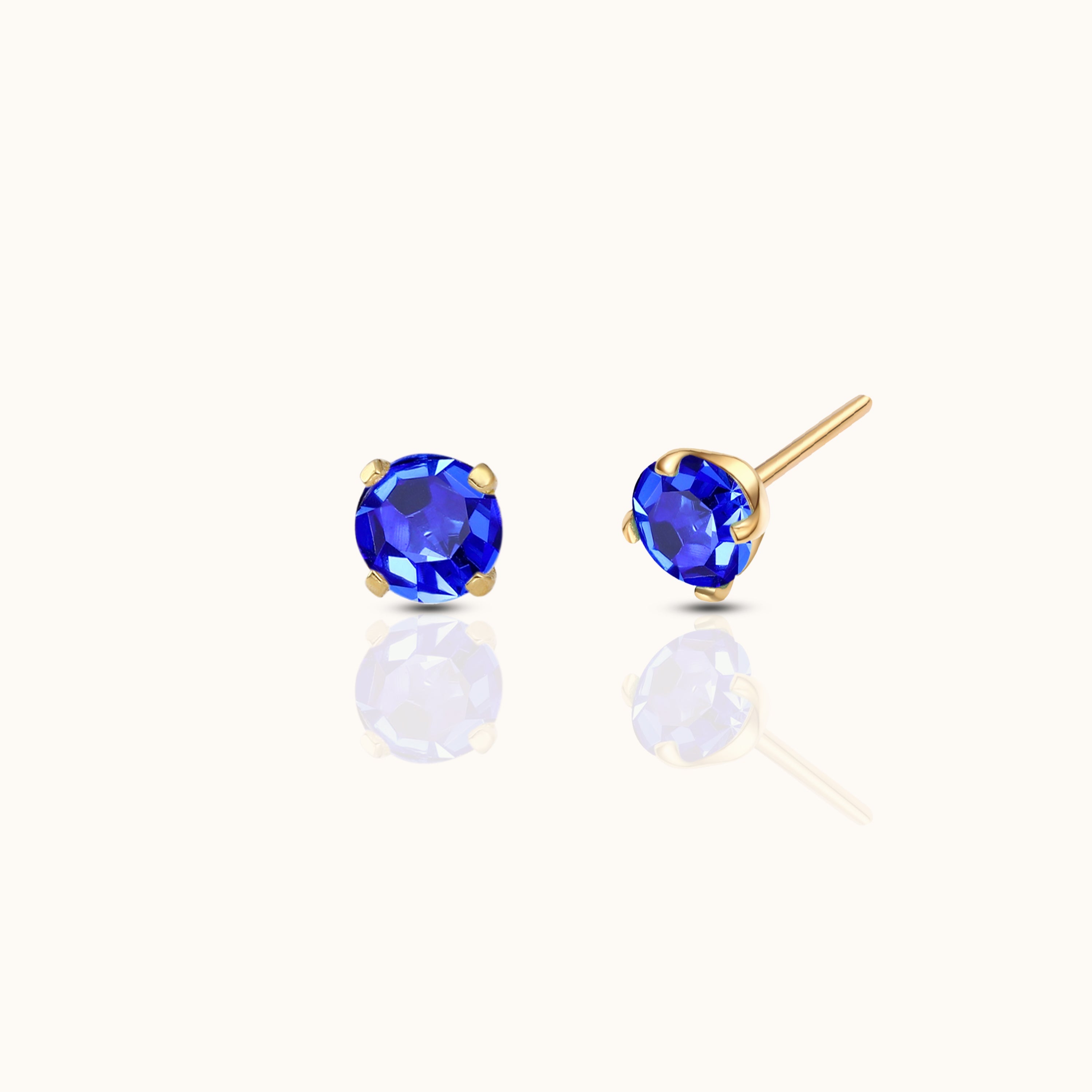 14K Solid Gold 3mm Midnight Blue CZ Threadless Labret Flat Back Earring