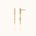 Bar Dash Mini CZ Dangle Chain Stud Earrings