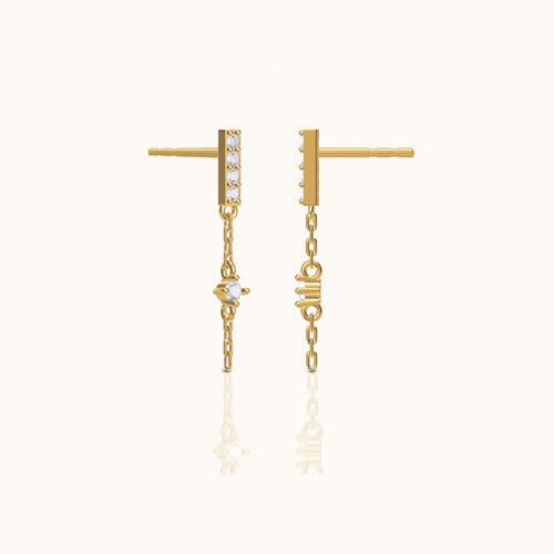 Bar Dash Mini CZ Dangle Chain Stud Earrings