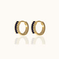 Black Baguette CZ Pave Huggie Hoop Earrings