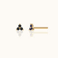 Black CZ Trefoil Stud Earrings