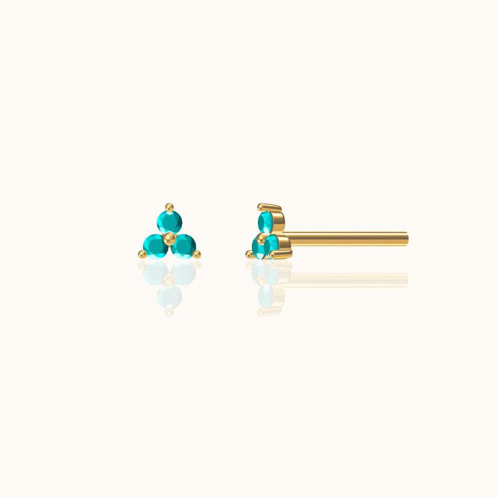 Blue Turquoise Trefoil Stud Earrings