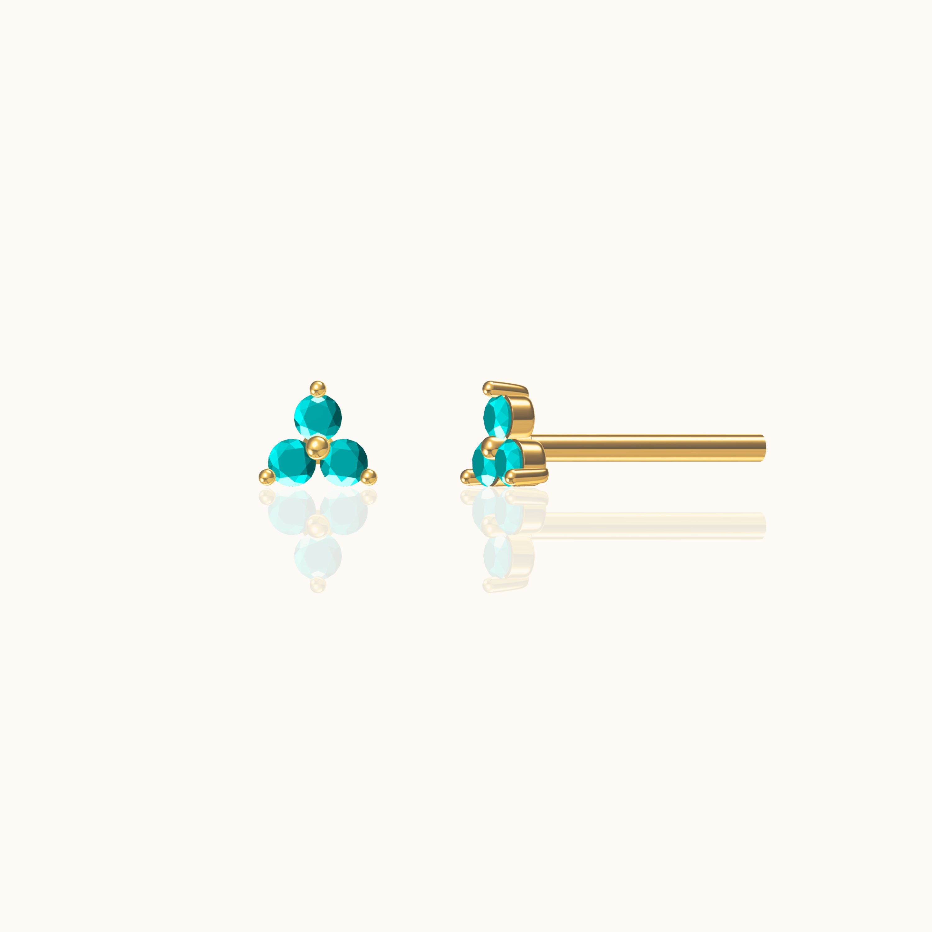 Blue Turquoise Trefoil Stud Earrings