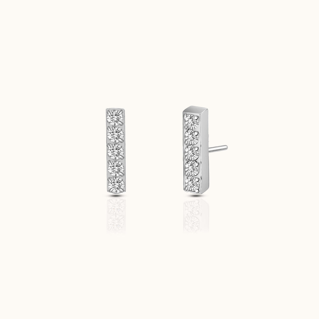 CZ Bar Threadless Labret Titanium Flat Back Earring