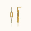 CZ Link Chain Dangle Stud Earrings