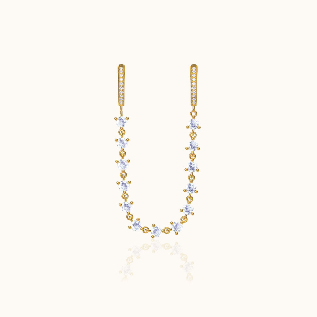 CZ Chain Double Hoop Earrings