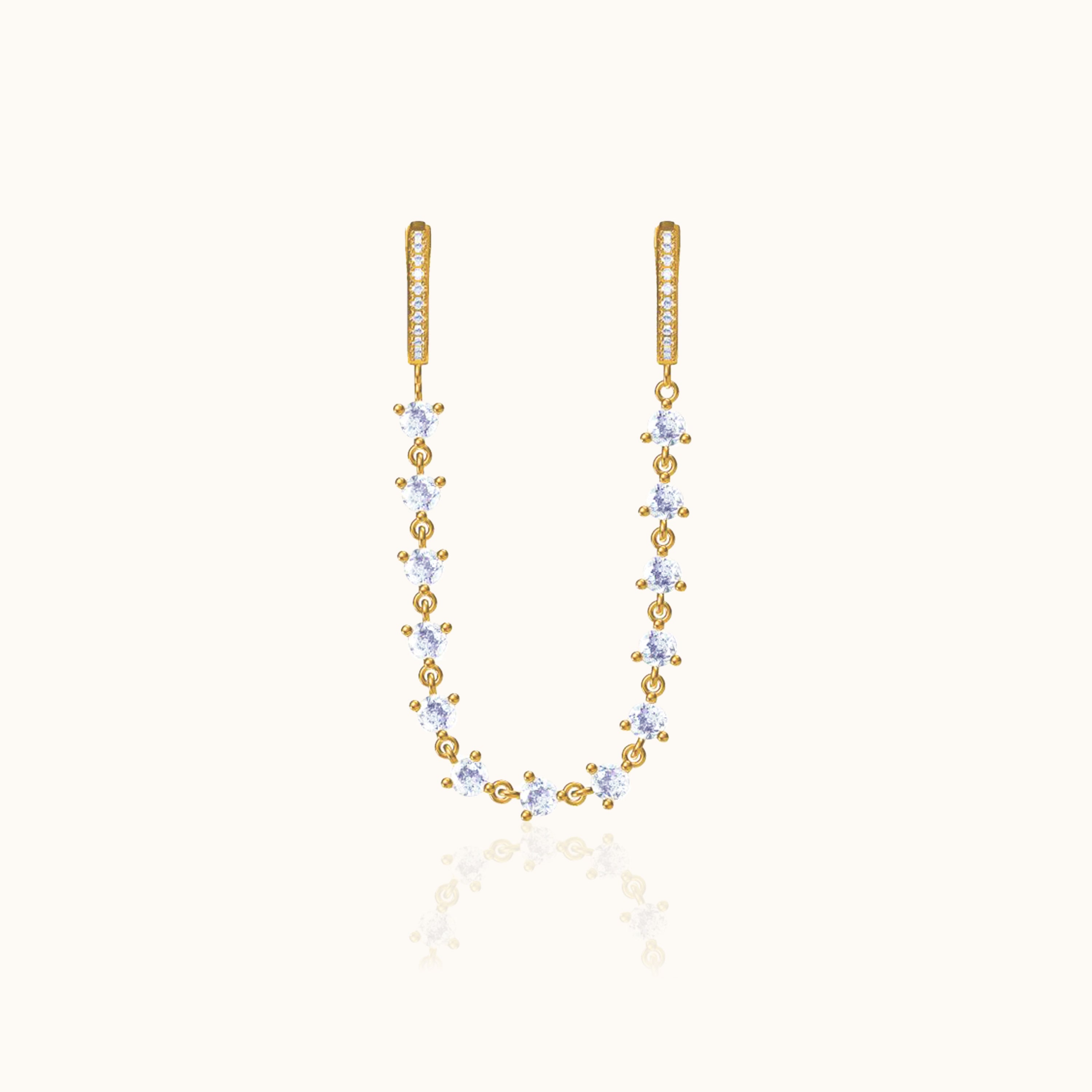 CZ Chain Double Hoop Earrings