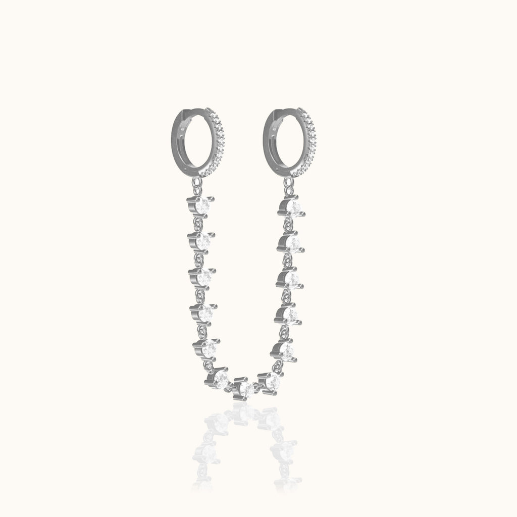 CZ Chain Double Hoop Earrings