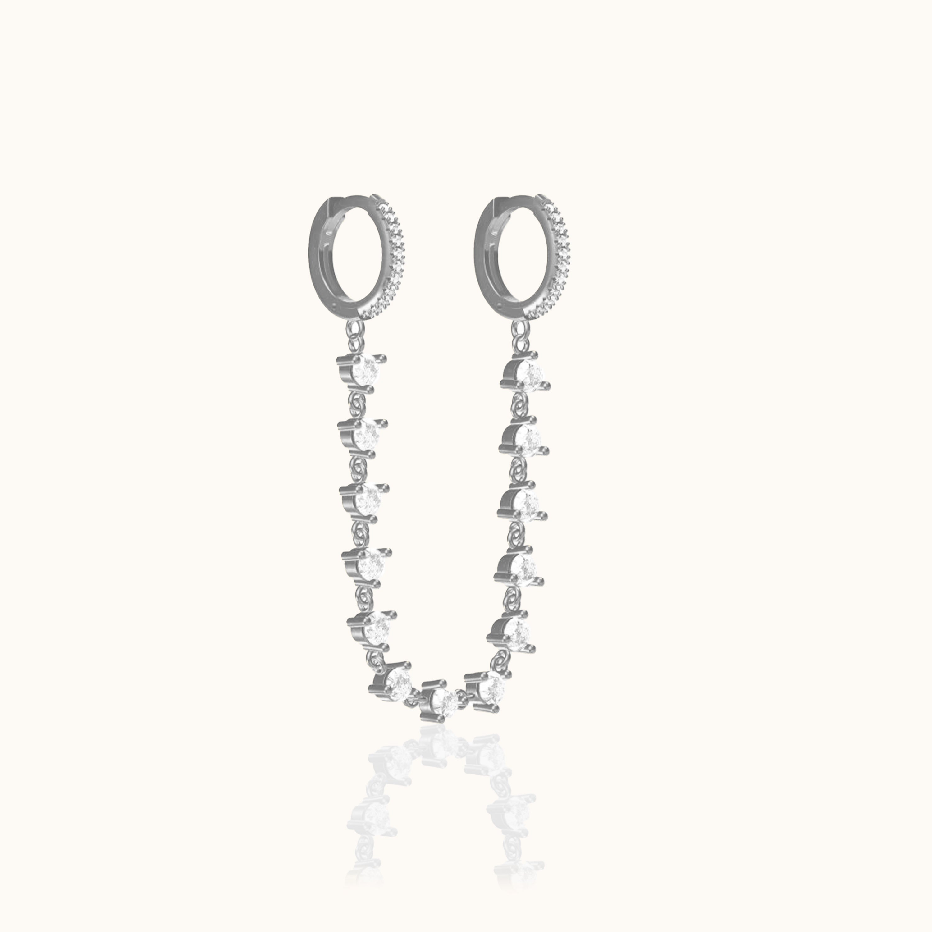 CZ Chain Double Hoop Earrings