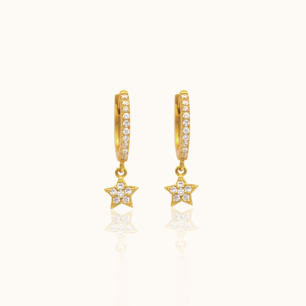 CZ Star Hoop Earrings