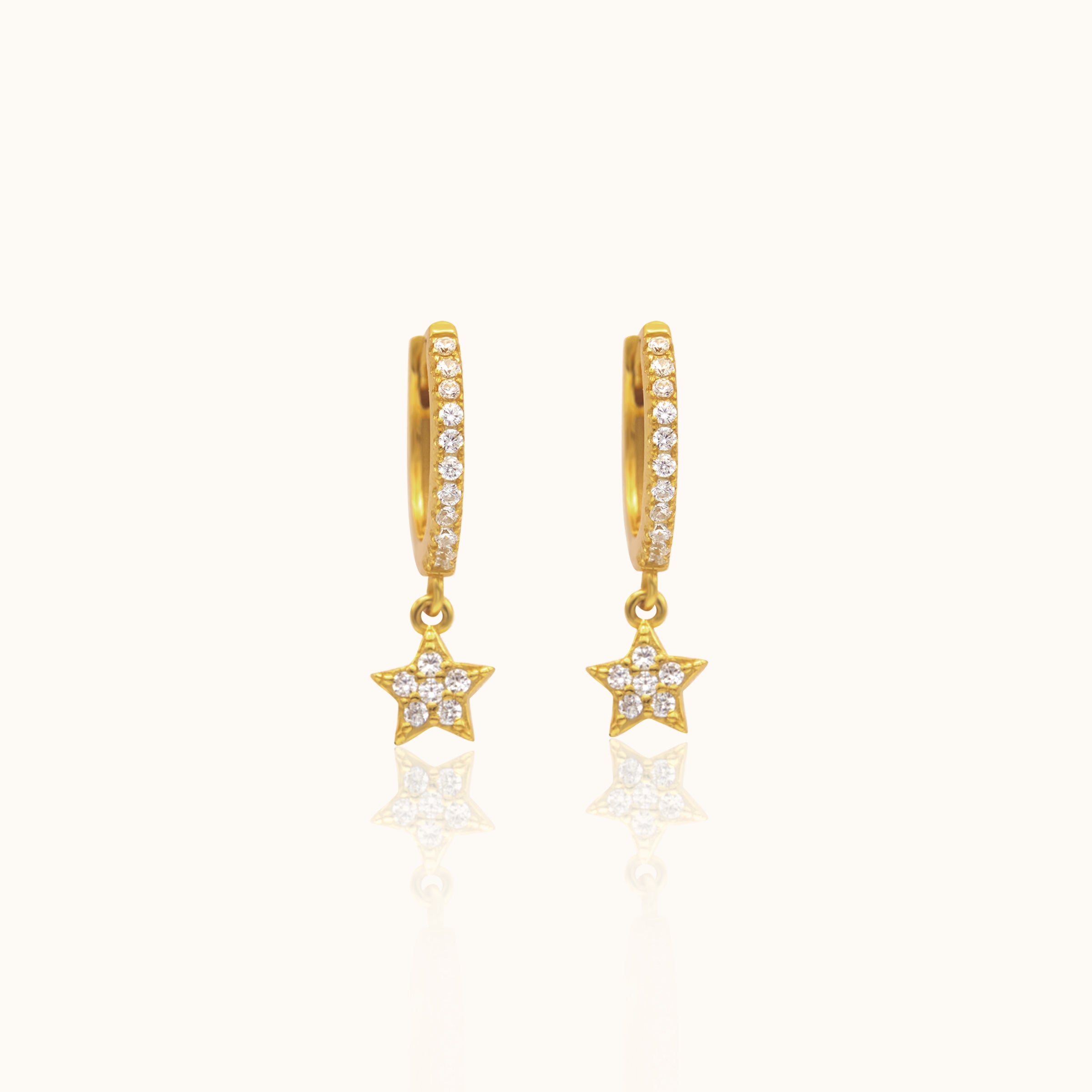 CZ Star Hoop Earrings