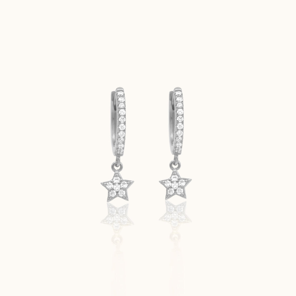CZ Star Hoop Earrings