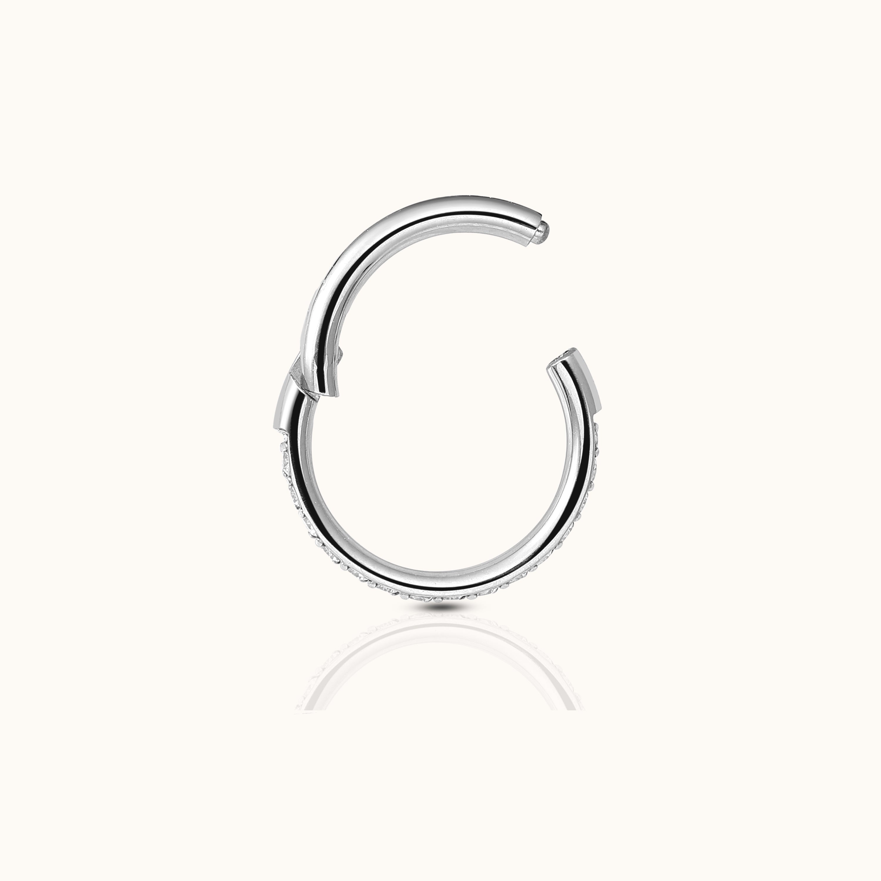 Classic CZ Clicker 8mm Titanium Hinged Hoop Earring