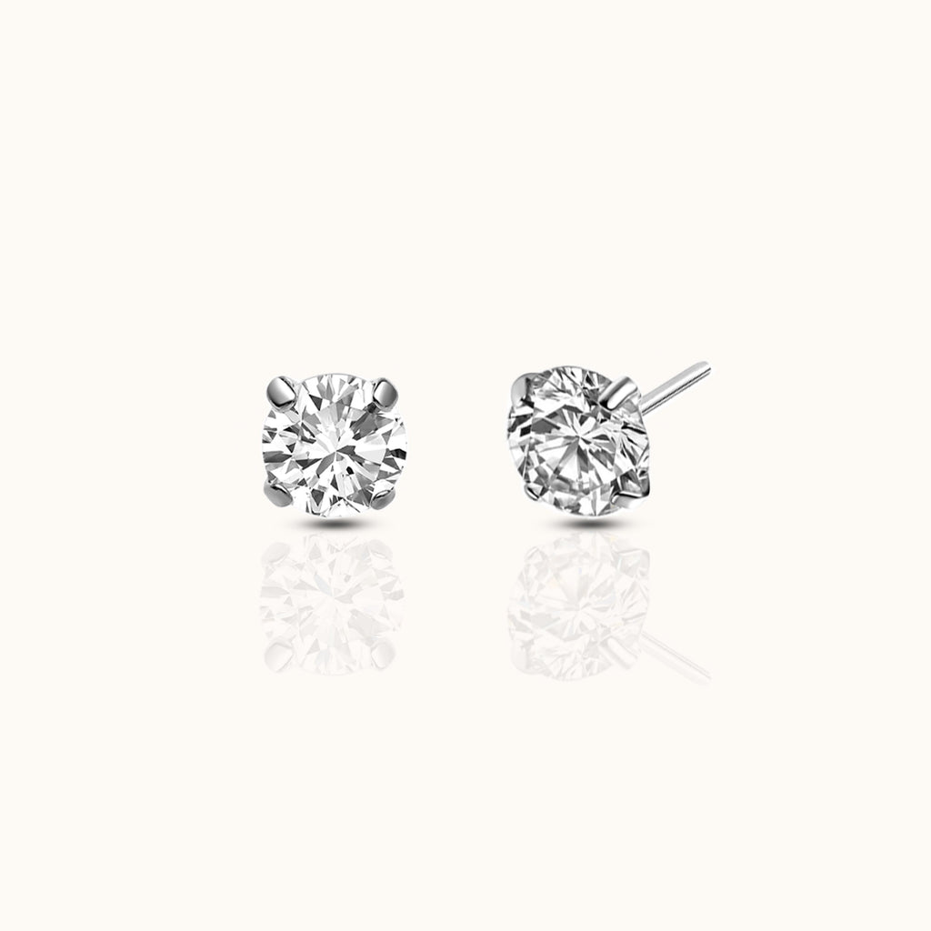 Classic White CZ 3mm Threadless Labret Titanium Flat Back Earring