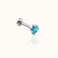 Classic Aquamarine CZ 3mm Threadless Labret Titanium Flat Back Earring