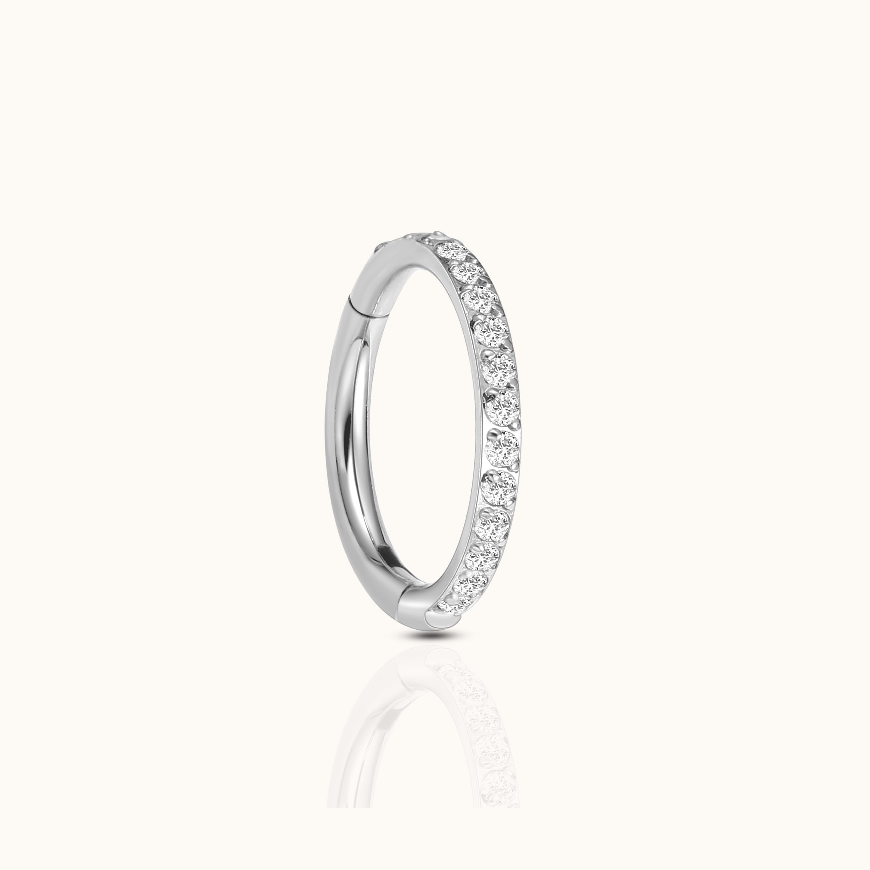 Classic CZ Clicker 10mm Titanium Hinged Hoop Earring