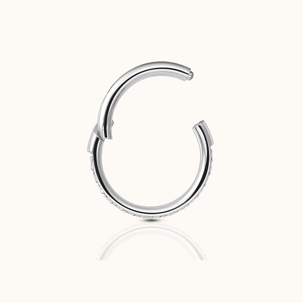 Classic CZ Clicker 10mm Titanium Hinged Hoop Earring
