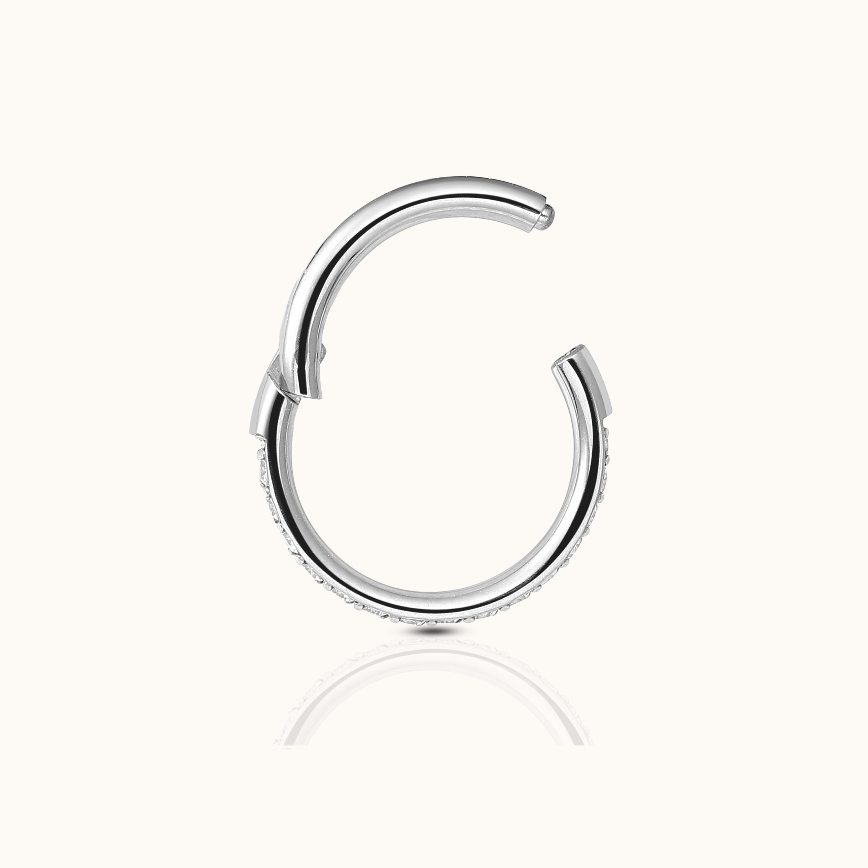 Classic CZ Clicker 10mm Titanium Hinged Hoop Earring