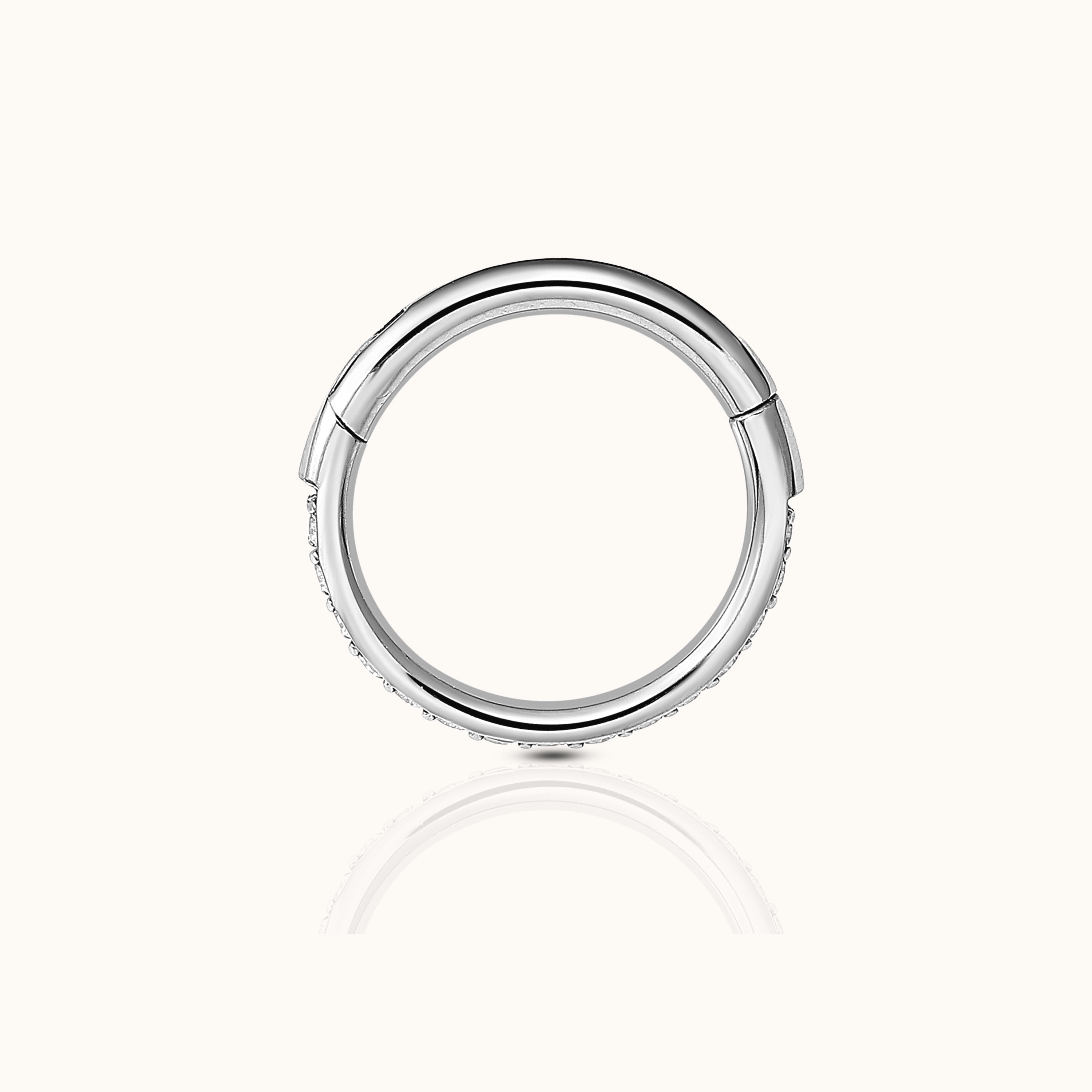 Classic CZ Clicker 10mm Titanium Hinged Hoop Earring