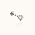 Classic White CZ 3mm Threadless Labret Titanium Flat Back Earring
