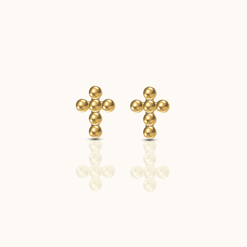 Cross Beaded Stud Earrings
