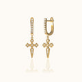 Cross CZ Gothic Latch Back Earrings
