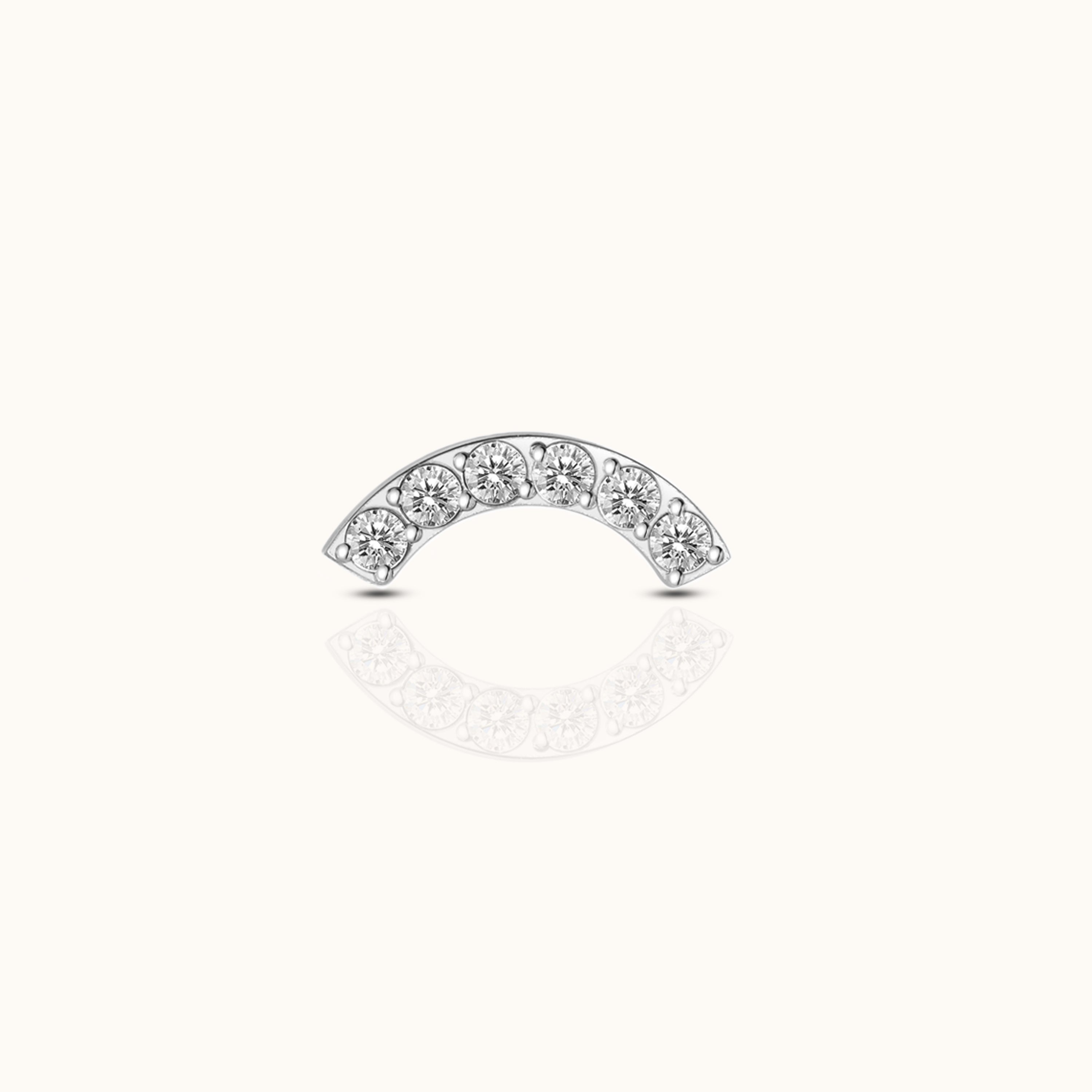 Smiley Curved Bridge White CZ Threadless Labret Titanium Flat Back Earring