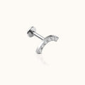 Smiley Curved Bridge White CZ Threadless Labret Titanium Flat Back Earring