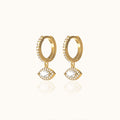 Dangle Eye CZ Pave Hoop Earrings