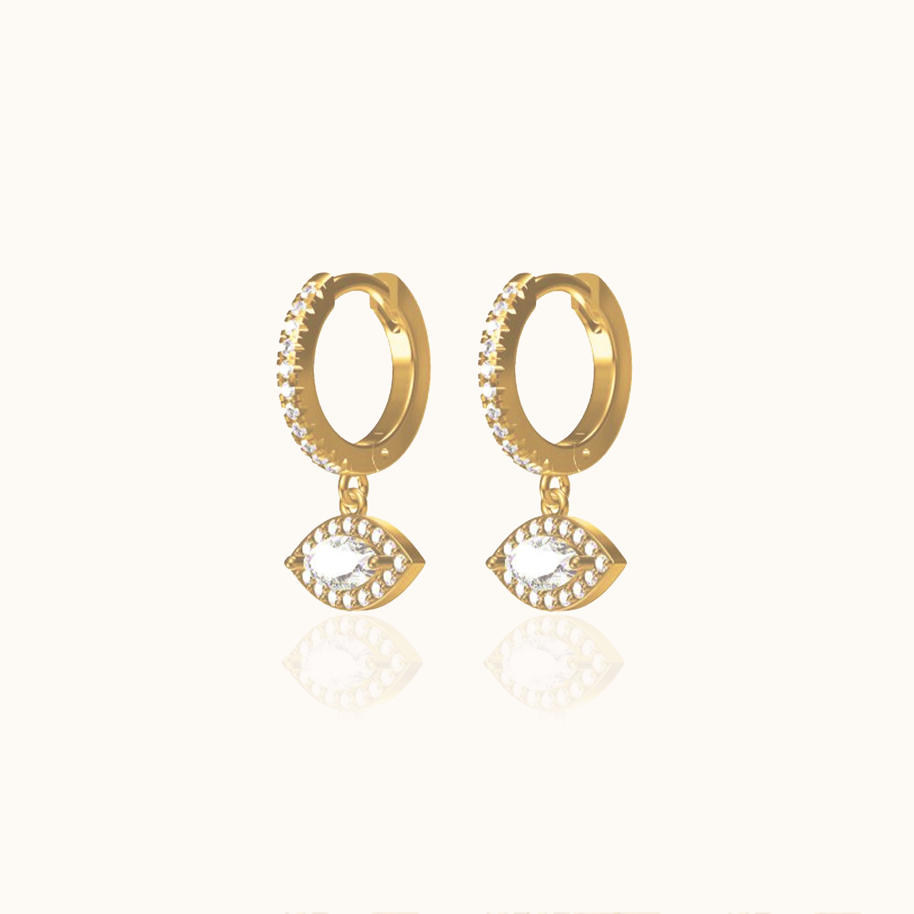 Dangle Eye CZ Pave Hoop Earrings