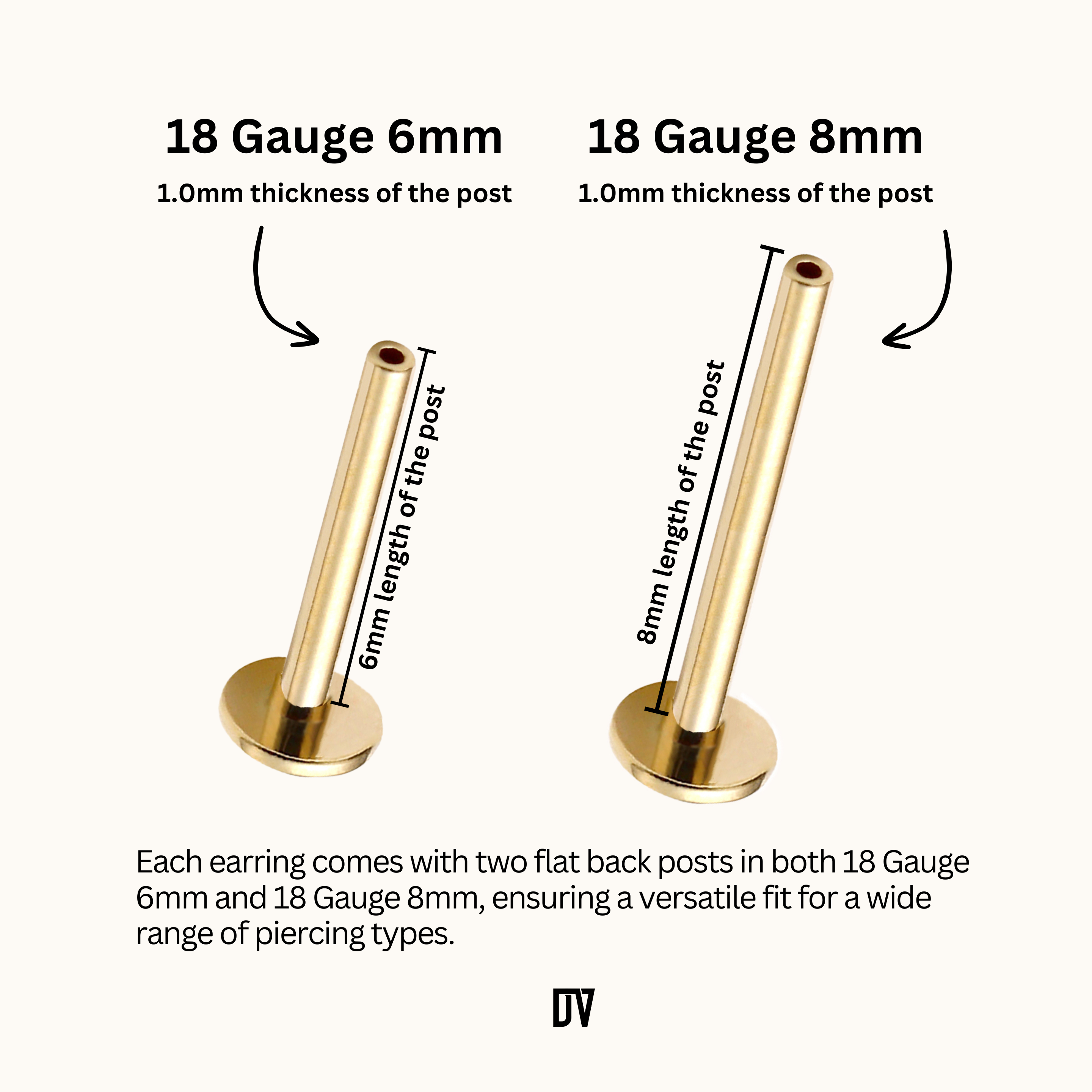 14K Solid Gold 2mm White CZ Threadless Labret Flat Back Earring