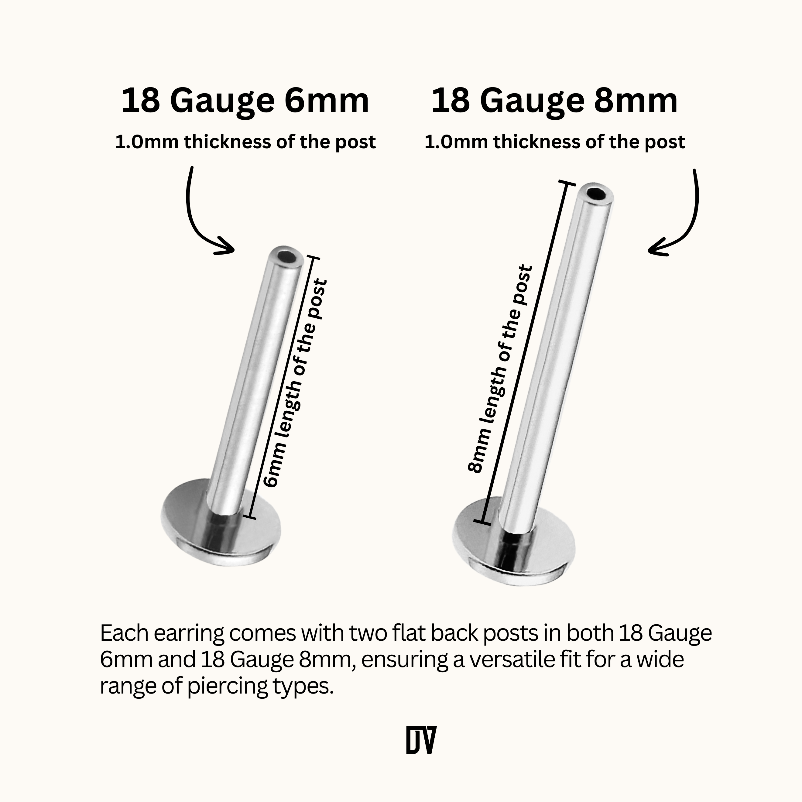 CZ Bar Threadless Labret Titanium Flat Back Earring