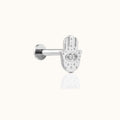 Evil Eye Protective Hamsa Hand Threadless Labret Titanium Flat Back Earring