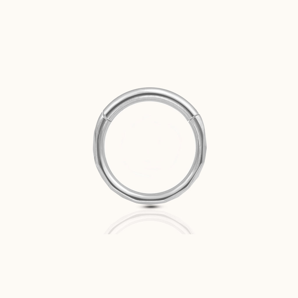 Geometric Cut Clicker Titanium Hinged Hoop Earring