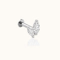 Graduated Double Marquise CZ Threadless Labret Titanium Flat Back Earring