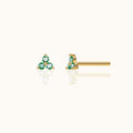 Green CZ Trefoil Stud Earrings