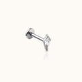 Kite Shaped CZ Threadless Labret Titanium Flat Back Earring