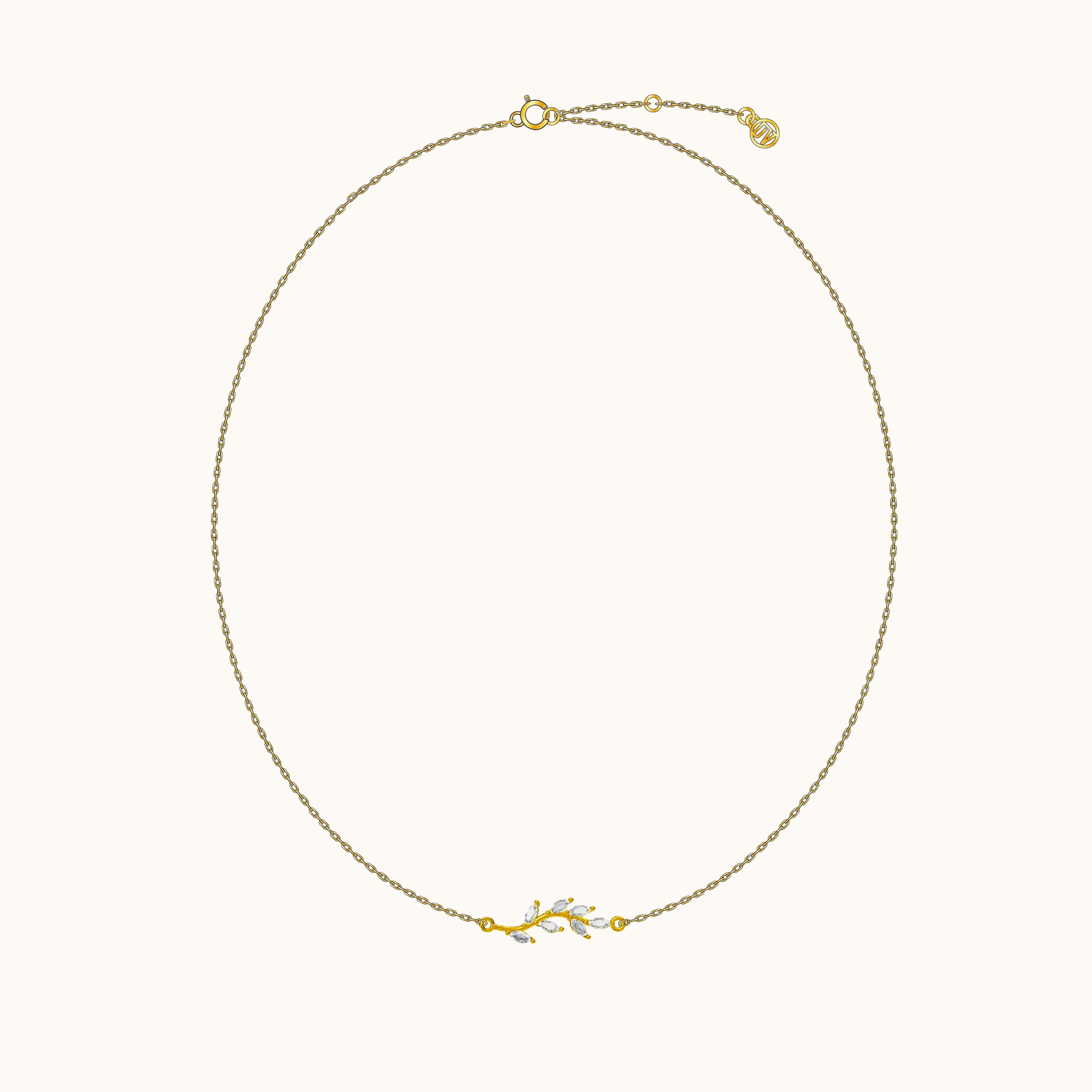 White CZ Leaves Necklace