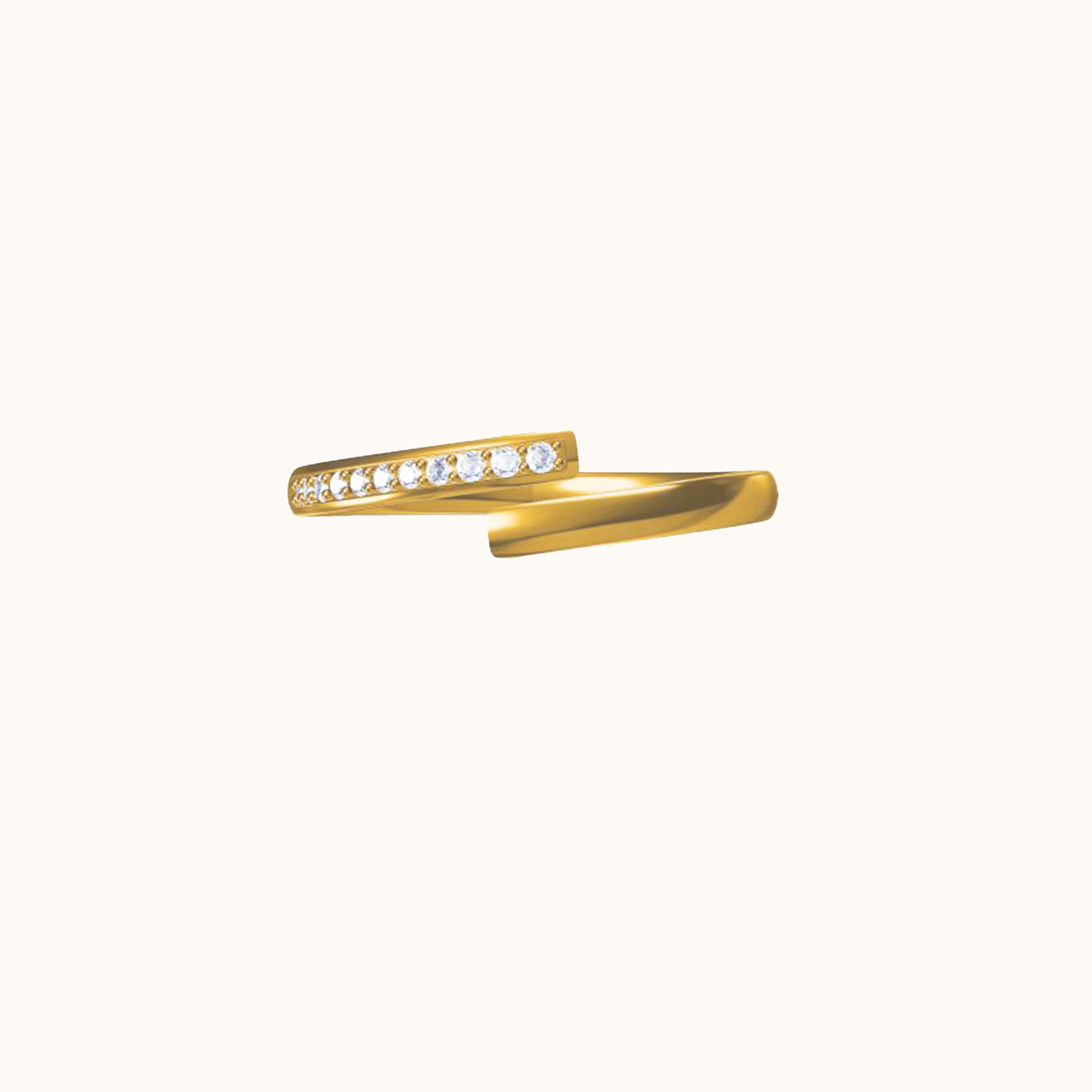 Overlap CZ Titanium PVD Gold Band Ring