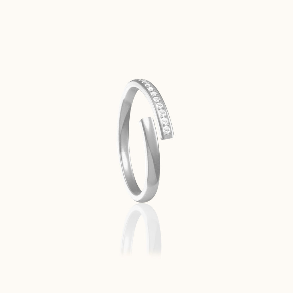 Overlap CZ Titanium Band Ring