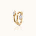 Overlap Twine Oval CZ Clicker Titanium PVD Gold Hinged Hoop Earring