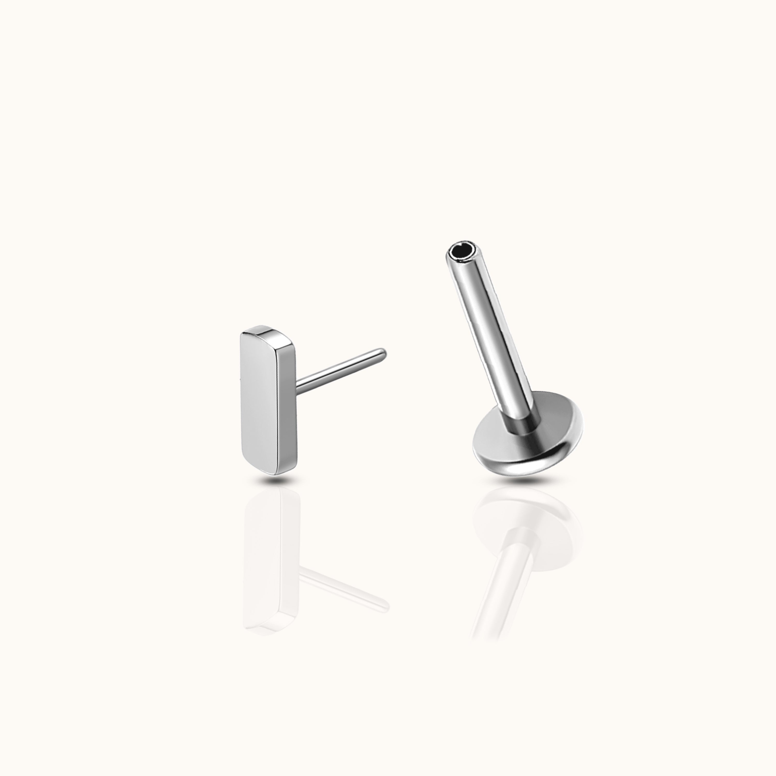 Petite Bar Threadless Labret Titanium Flat Back Earring