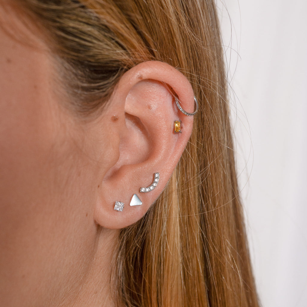 Classic CZ Clicker 8mm Titanium PVD Gold Hinged Hoop Earring