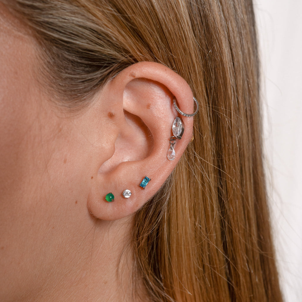 Classic CZ Clicker 8mm Titanium Hinged Hoop Earring