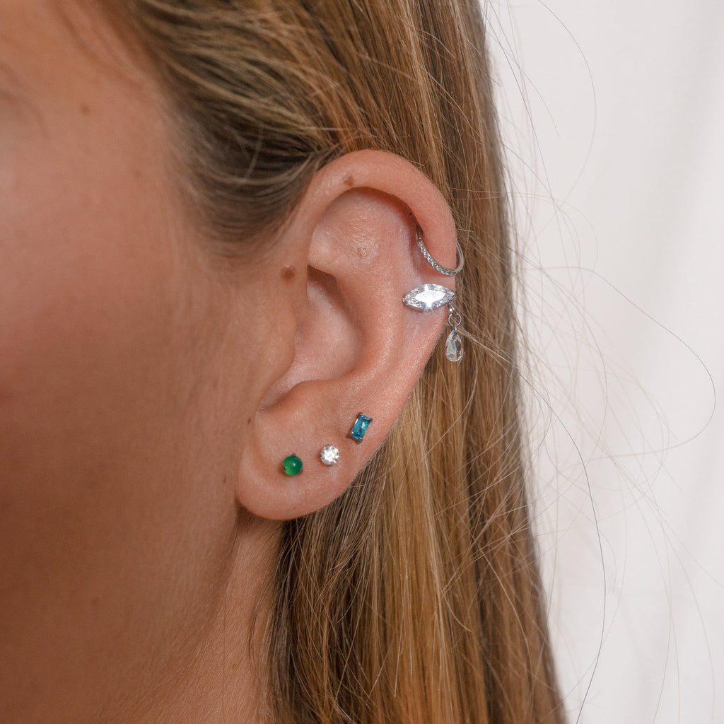 Classic CZ Clicker 8mm Titanium Hinged Hoop Earring