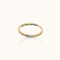 Rainbow CZ Pave Eternity Band Titanium PVD Gold Ring